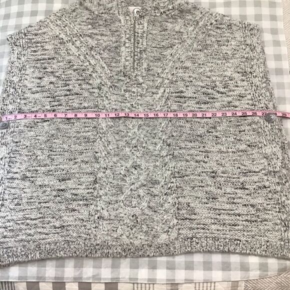 POINT Zero knit shrug poncho hoodie cardigan oversized grey white Large - Picture 11 of 14